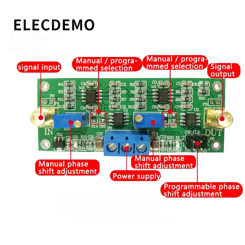 

MCP41010 Прецизионный программируемый усилитель фазового переключения 0-360 градусов Регулируемая регулируемая плата модуля фазового переключателя