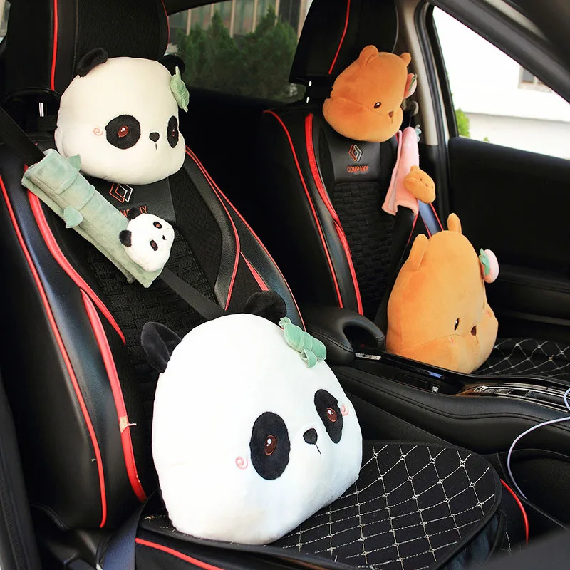 

Cute Animal Plush Car Headrest Auto Seat Covers Head Neck Rest Cushion Soft Car Pillow Comfy Lumbar Support Pad Auto Accessories