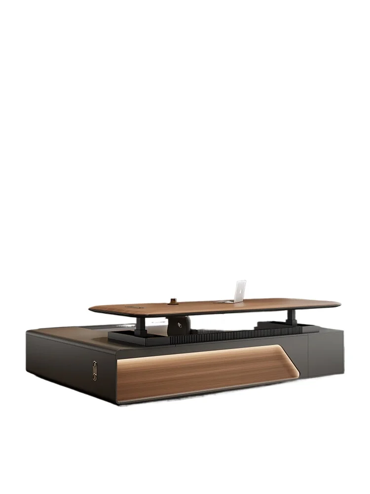 Intelligent lifting electric boss table, high-end president table, simple modern office desk and chair combination,manager table