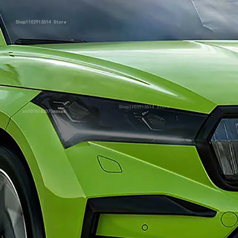 Dla Skoda ENYAQ iV 2021 2024 Folia ochronna reflektorów samochodowych Winylowa renowacja Przezroczysta czarna naklejka TPU do naprawy świateł samochodowych