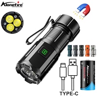 6500K 3x Led Mini Palm Small Flashlight USB Rechargeable Portable Magnet Torch Outdoor Hiking Camping Home Work Car Repai 16340