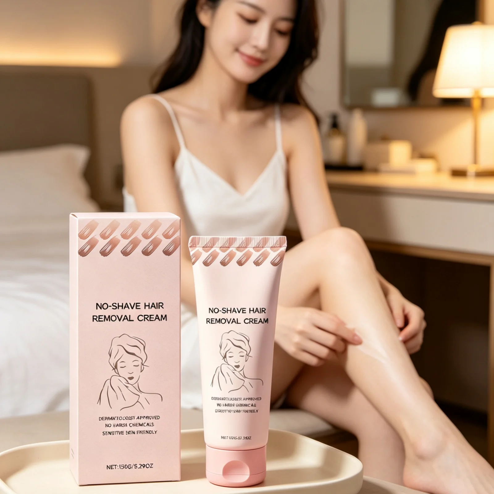 No Shave Hair Removal Cream Deep Moisturizing Skin Smoothing Sensitive Skin Friendly Mild Formula Painless Depilatory Cream 150g