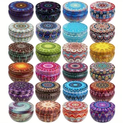 12pcs Premium Floral Printed Candle Tins - DIY Round Containers with Secure Lids for Creative Candle Making, 12pcs Color Random