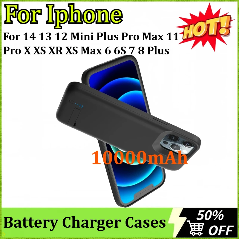 

10000mAh Battery Charger Case for Iphone 14 13 12 Mini Plus Pro Max 11 Pro X XS XR XS Max 6 6S 7 8 Plus Battery Case Power Bank