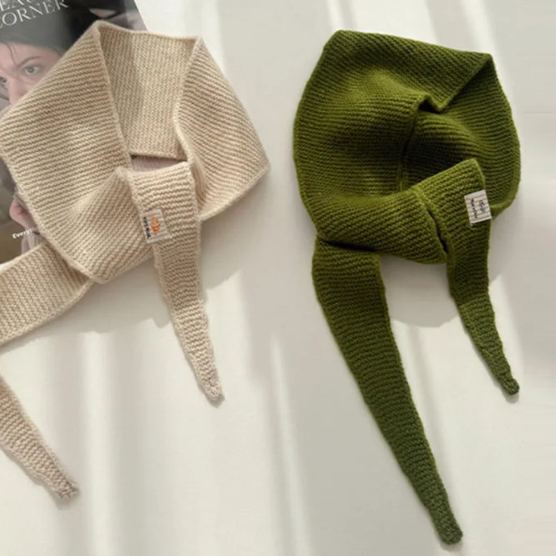 خمر الصوف الخمار المألوف تنوعا الثلاثي وشاح المرأة وشاح الشتاء وشاح للمرأة الرقبة أدفأ أوشحة شتوية #5