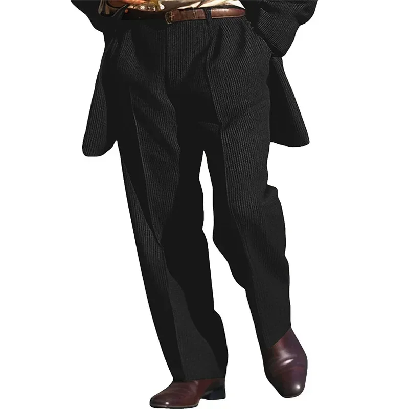 High-grade Men's Knitted Suit Pants Business Casual Loose Straight Dress Pants Fashion Streetwear Male Leisure Vacation Trousers