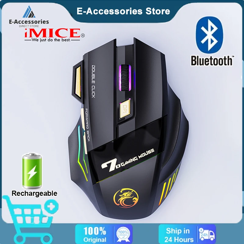 Rechargeable 2.4GHZ Wireless Mouse Bluetooth Gamer Gaming Mouse With Breathing Light Ergonomic Mause Silent Mice For Laptop PC