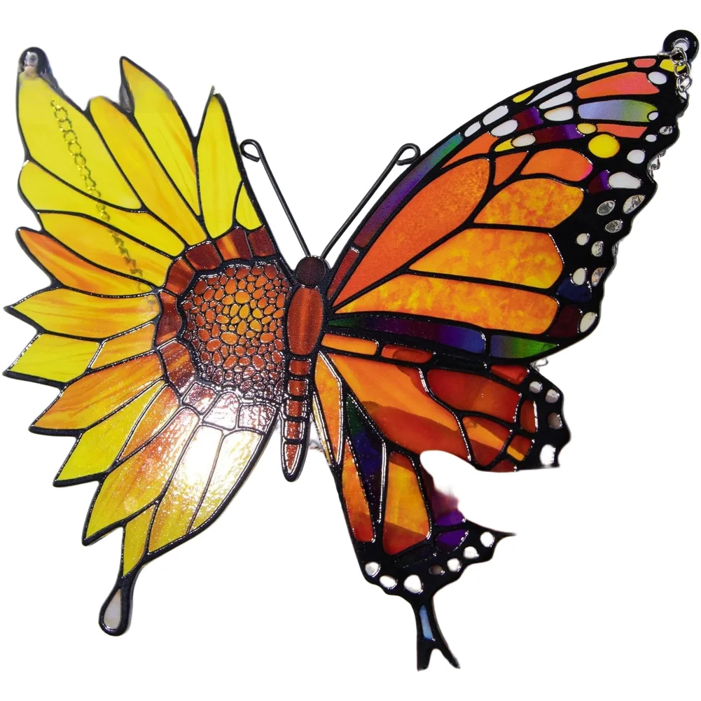 Interior Design Home Decor - Butterfly Sunflower Window Ornament Modern Sunlight