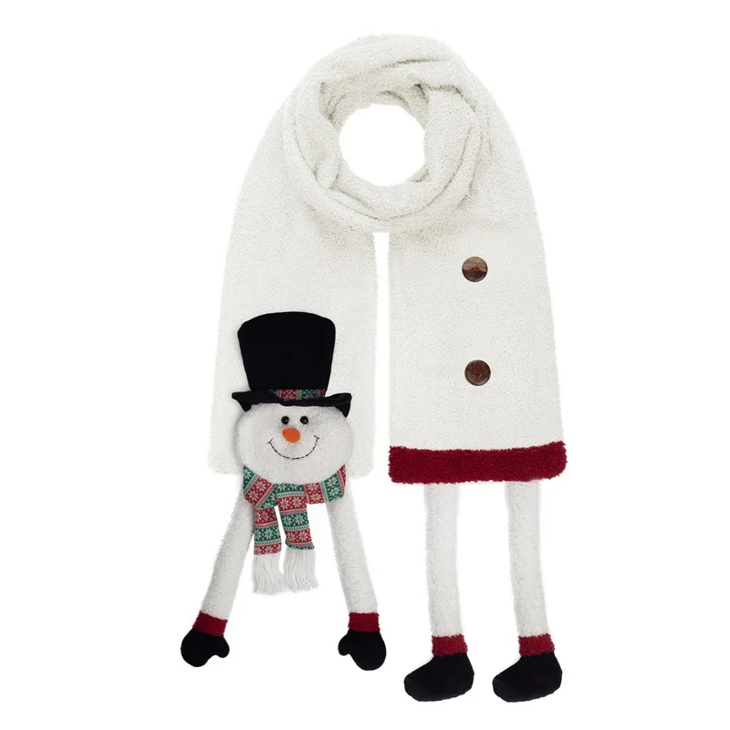 Christmas snowman scarf, Christmas decoration, fashionable and cute white scarf