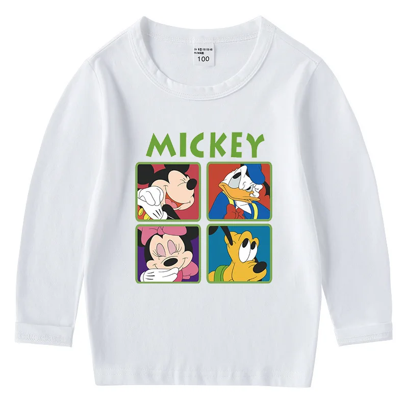 MINISO Disney Mickey Mouse and Donald Duck Children's Versatile T-shirt Long-sleeved Top Spring and Autumn Bottoming Shirt