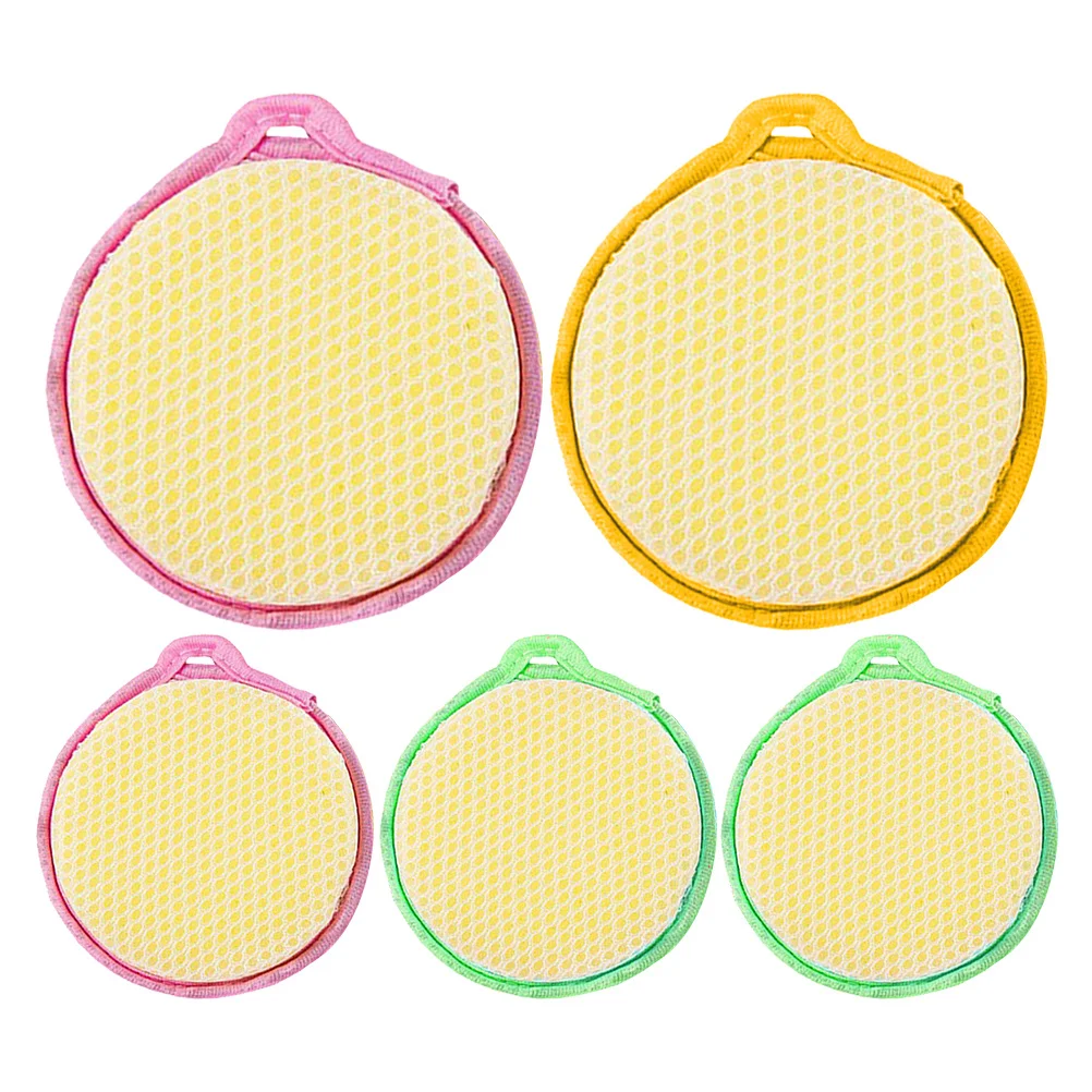 

5Pcs Round Sponge Scouring Pads High Quality Long-Lasting Multi-Functional Cleaning Helper for Dishes Faucets Stove Sink
