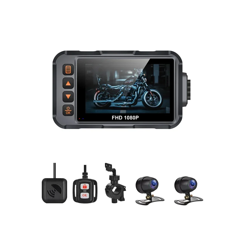 

4 inch Motorcycle Dash Cam WIFI IPX6 Waterproof Dual Lens 1080P+1080P Motorcycle Camera DVR Accessory