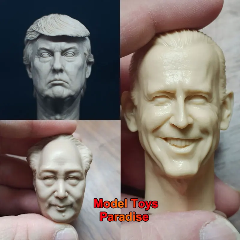 Unpainted White Model Head 1/6 Men Soldier China United States State Leaders Head Sculpt Fit 12inch Action Figure Body