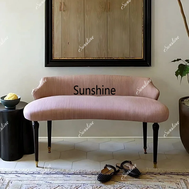 American light luxury fabric sofa solid wood small apartment living room bedroom leisure, simple