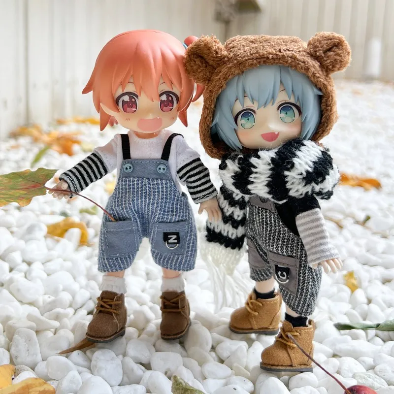 ob11mollyP9 Striped overalls Overalls Shorts Coat Doll clothes 1/12 bjd GSC clothes doll accessories