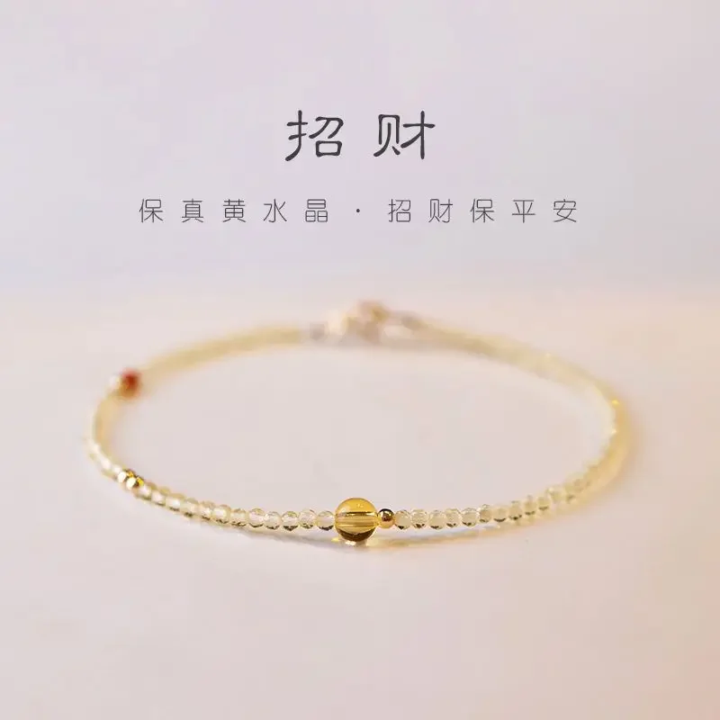 

Natural Citrine Extremely Fine 2mm Bracelet Lucky Beads Design Sense Niche Bracelet Girlfriends' Gift Girlfriend Gift