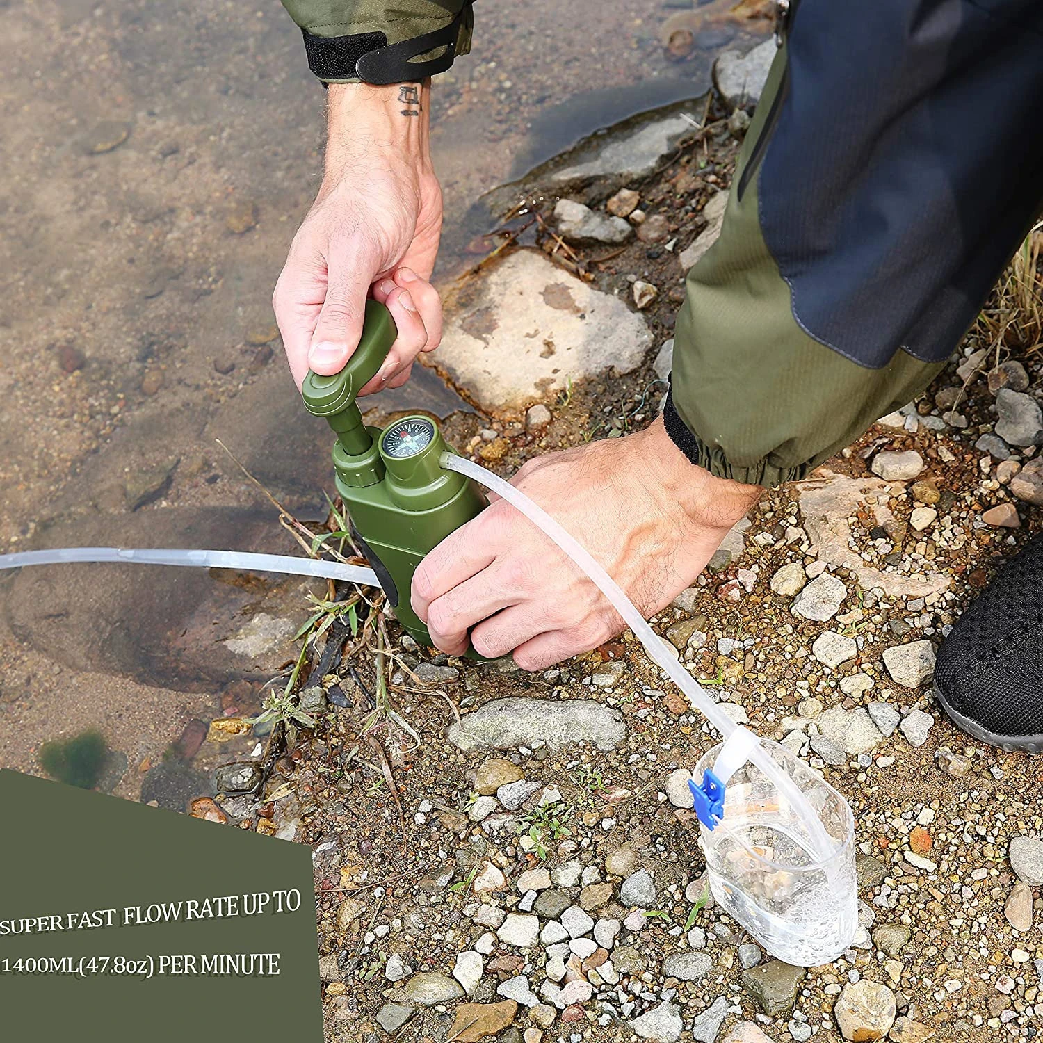 Portable Reverse Osmosis Water Filter Pump Outdoor Water Purification System Survial Gear for Camping Hiking Travel Emergency
