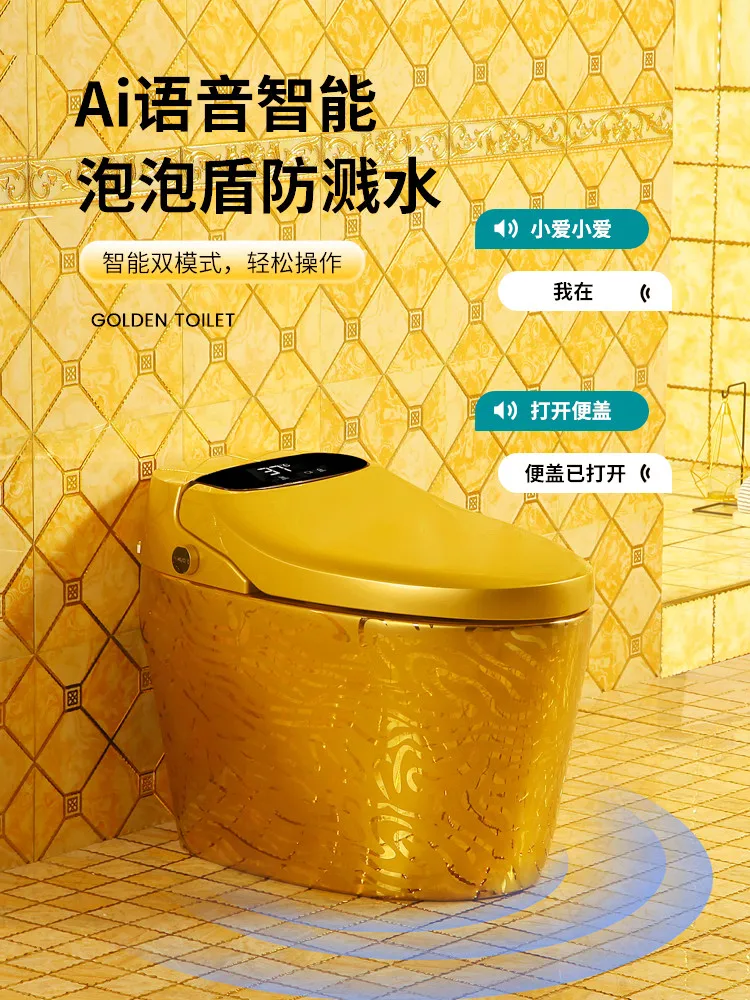 

Gold Intelligent Toilet Integrated Household Toilet Colorful Electric Instant Remote Control Flushing Gold Toilet Bathroom