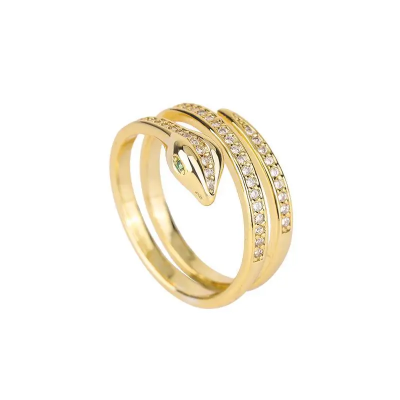 Fashion Winding Snake Rings For Women Men Punk Hip Hop Open Adjustable Gold Color Ring Stainless Steel Zircon Aesthetic Jewelry image 6