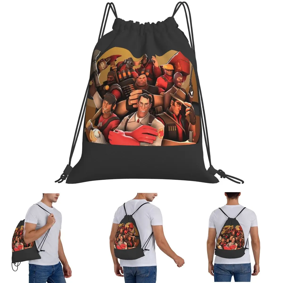 Team Fortress 2 Poster Art Backpacks Multi-function Drawstring Bags Sports Bag Book Bags for Travel Students