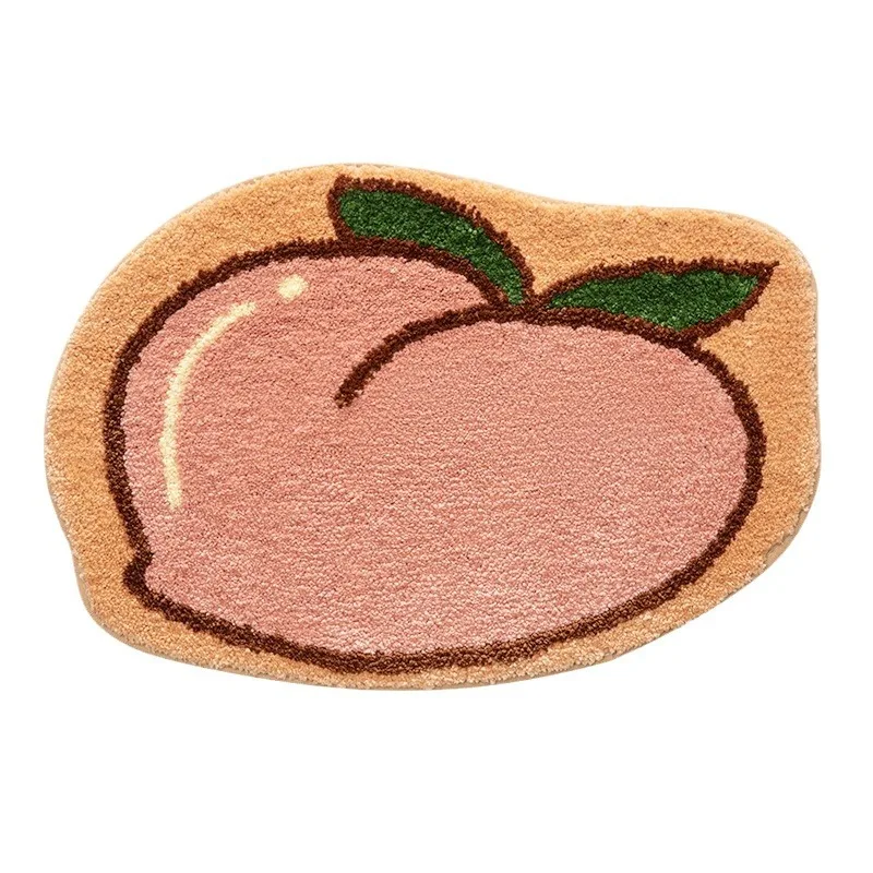 Cartoon Fruit Floor Mat Imitation Cashmere Absorbent Non-slip Bathroom Door Mat Soft Foot Rug Pear Peach shaped Carpet