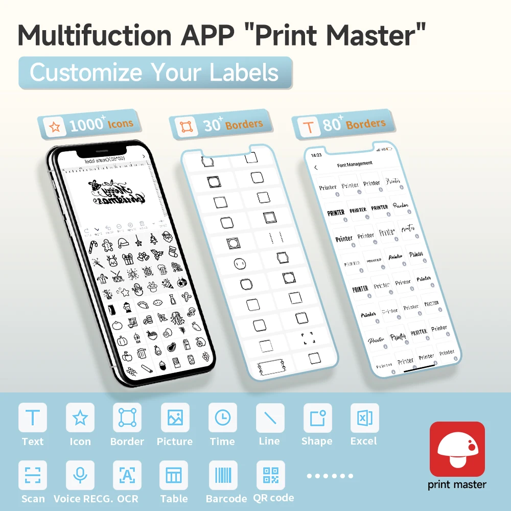Phomemo Thermische Label Maker M200 Foto Grote Sticker Printer Commerciële Label Qr Code,Barcode Labeler Machine Papier Breedte: 20-75Mm
