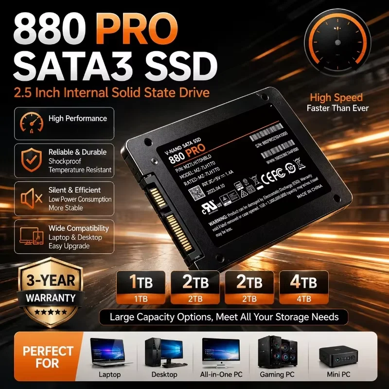 880 PRO 2.5 Inch Internal Solid State Drive SATA3 SSD 1TB 2TB 4TB Hard Disk Solid State Drive for Laptop Desktop