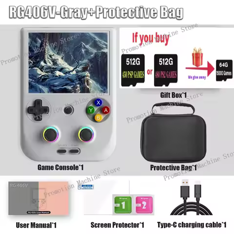 RG406V RG 406V Retro Handheld Game Console Video Game Consoles 4 IPS touch Screen Android13 RGB Lighting PSP PS2 Games