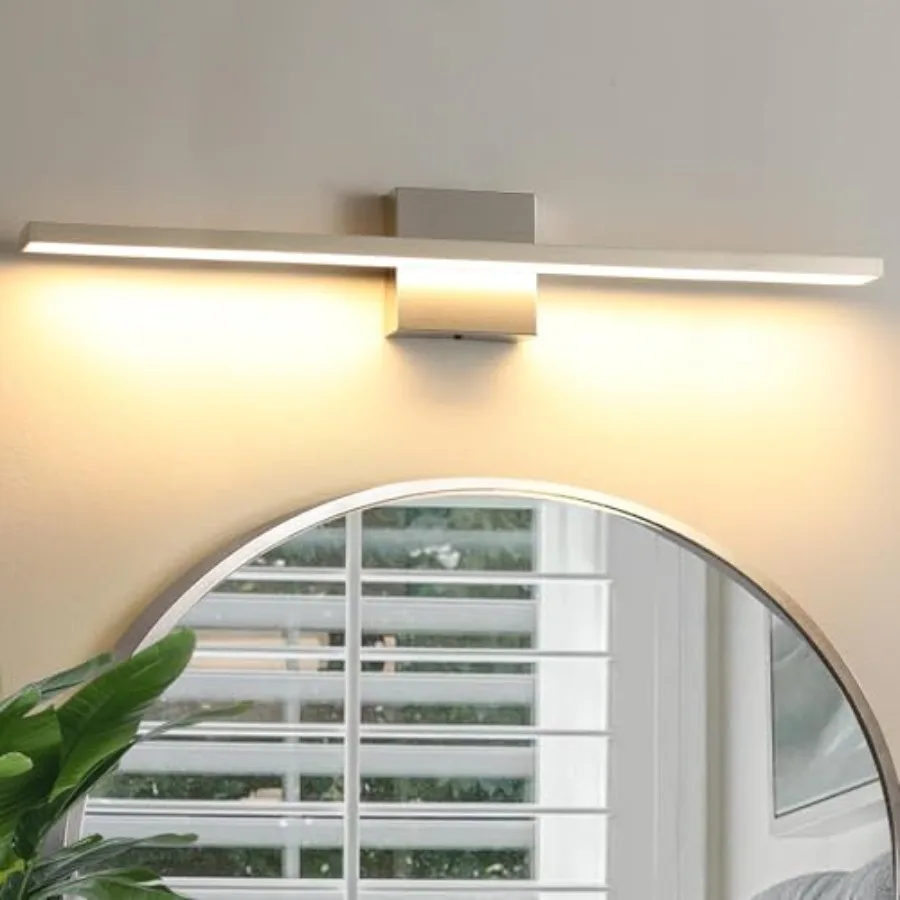Bathroom Light Fixtures Over Mirror 32 Inch Brushed Nickel Bathroom Vanity Light LED Modern Wall Sconce 3000K Bar Vanity Lights