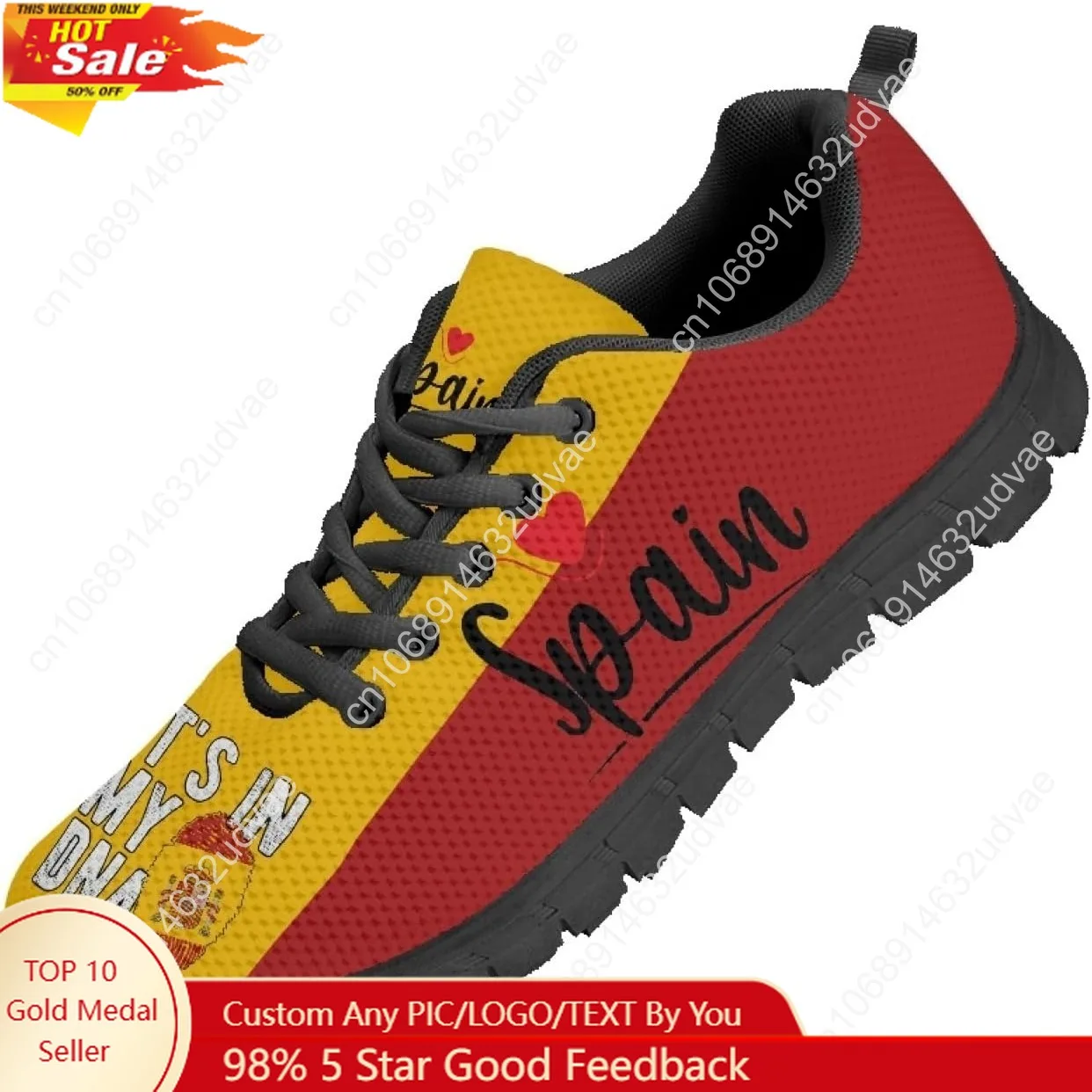 

Spain Flag Spanish Sneakers Mans Woman Boy Girl Teenager Kids Sports Shoes Lace Up Sneaker Breathable Footwear