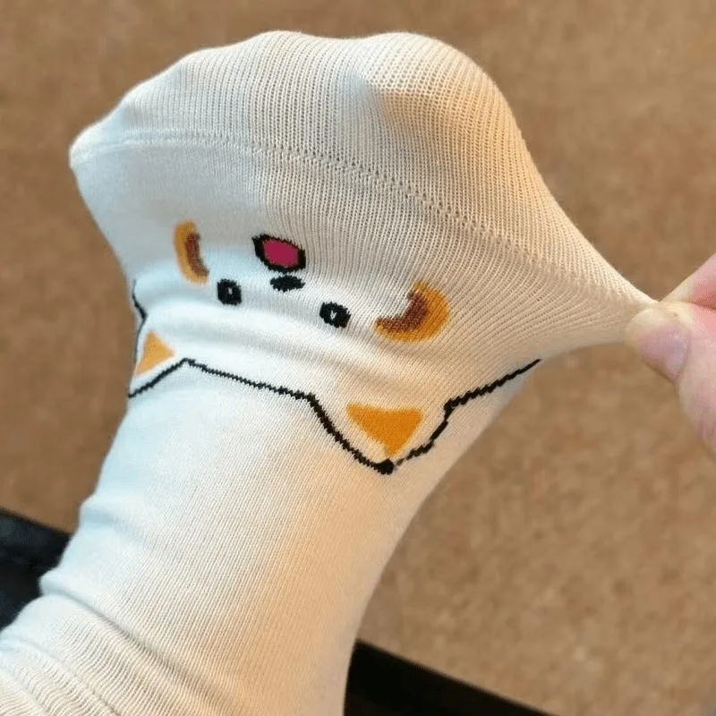 

1-4 пары женских носков, забавные носки с рисунком собаки для женщин и мужчин, мягкие теплые хлопковые повседневные кавайные чулки с животными на осень-зиму