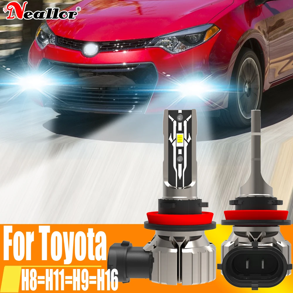 2x H11 H8 Led Fog Lights Headlight Canbus H16 H9 Car Bulb Diode Driving Running Lamp 12v 55w For Toyota Corolla Rav4 Yaris Vitz