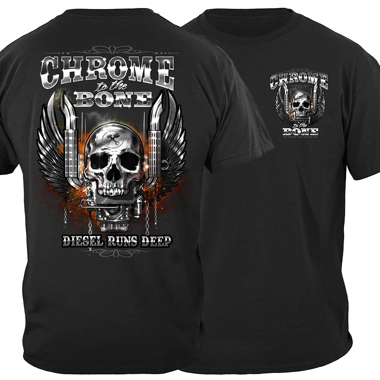 الكروم إلى العظام. الجدة الجمجمة شاحنة محرك سائقي الشاحنات هدية تي شيرت جديد 100% القطن قصير الأكمام س الرقبة تي شيرت عادية رجالي #1