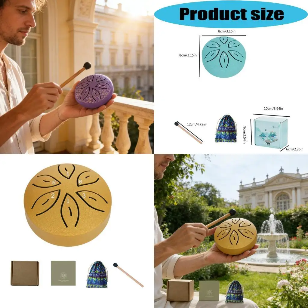 

Компактный 6-дюймовый стальной барабан с 6 нотами, легкий в игре тональный хэндпан, эфирный барабан для начинающих и 24BD