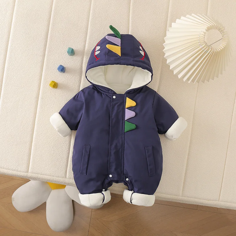 2026 Autumn/Winter Children's New Cartoon Cute Crocodile Shaped Colorful Splicing Thick Cotton Jacket