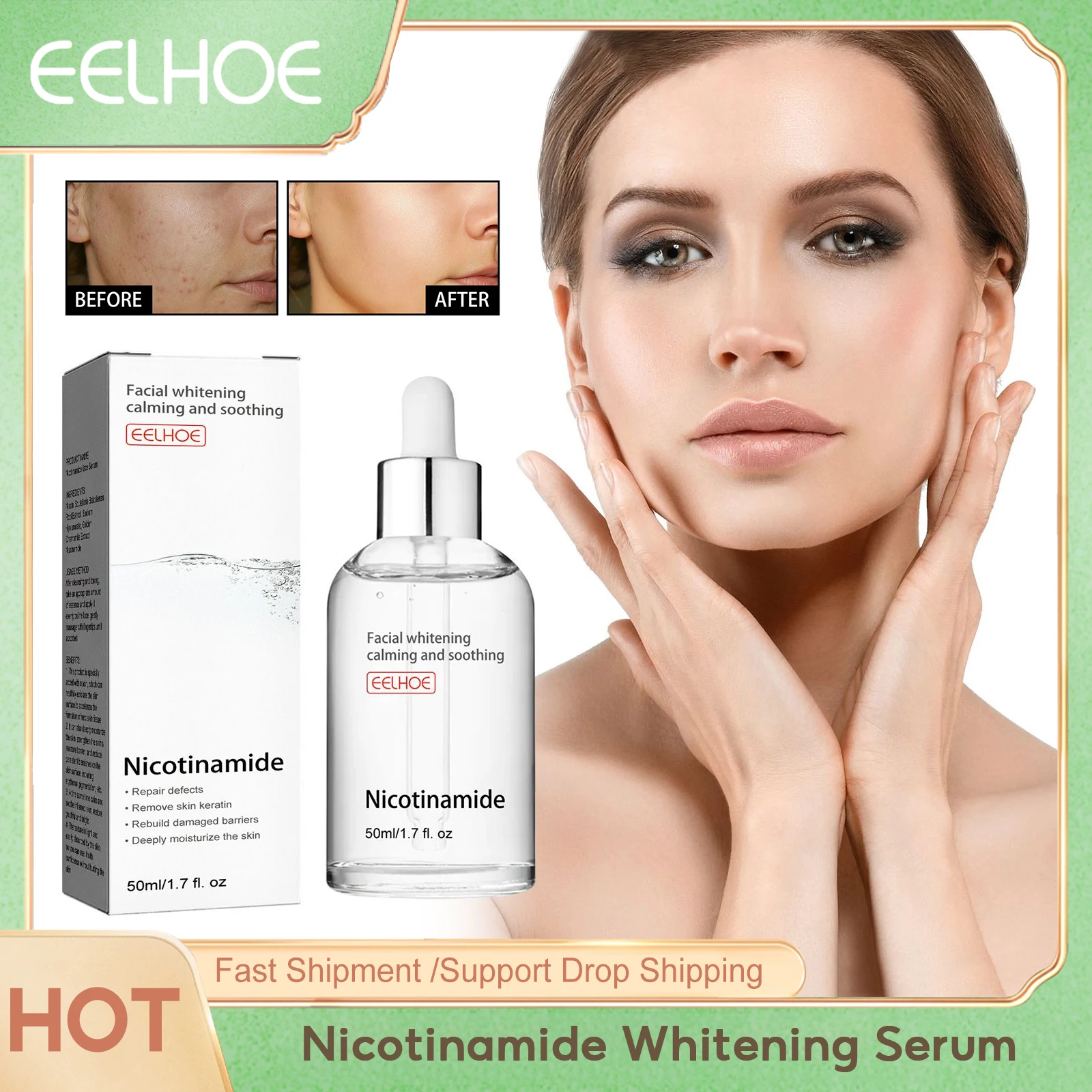 

Nicotinamide Whitening Serum Lighten Acne Marks Shrinking Pores Improve Roughness Skin Brightening Moisturizing Facial Essence