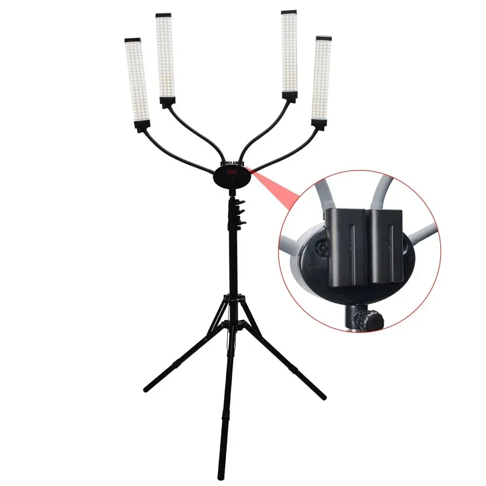 Hot sales flexible four arms best ring light for makeup artist product photography lighting 90W rechargeable table lamps