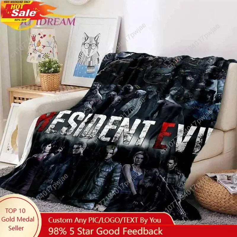 3D Lastest Horro Games R-Resident Evil Soft Flannel Blankets Throw Blanket Comfortable for Picnic Beds Sofa Home Custom blankets