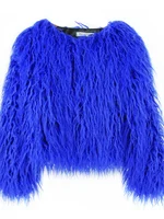 Colorful Warm Faux Women Fur Coat  Black White Pink Plush Coat Female Jacket Fur Autumn Winter Shaggy Outerwear High Street 2025 2
