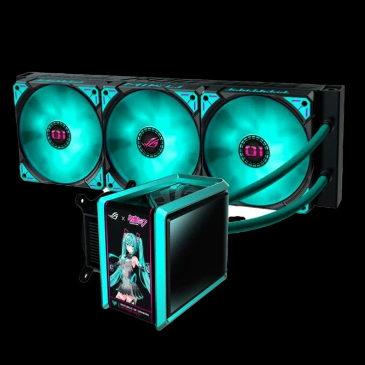 ROJI MIKU ROG RYUO IV SLC 360 ARGB CPU Liquid Cooler Naked Eye 3D AMOLED Screen Support LGA1700/1851 AM4 AM5