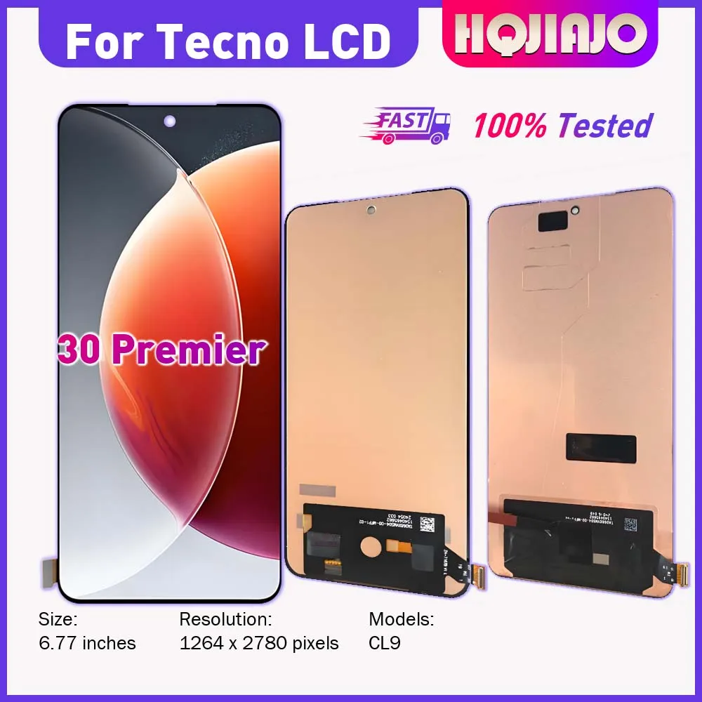 For Tecno Camon 30 Premier 6.77'' AMOLED TFT LCD Display Touch Screen Digitizer Replacement CL9 Assembly for Smartphone Repair