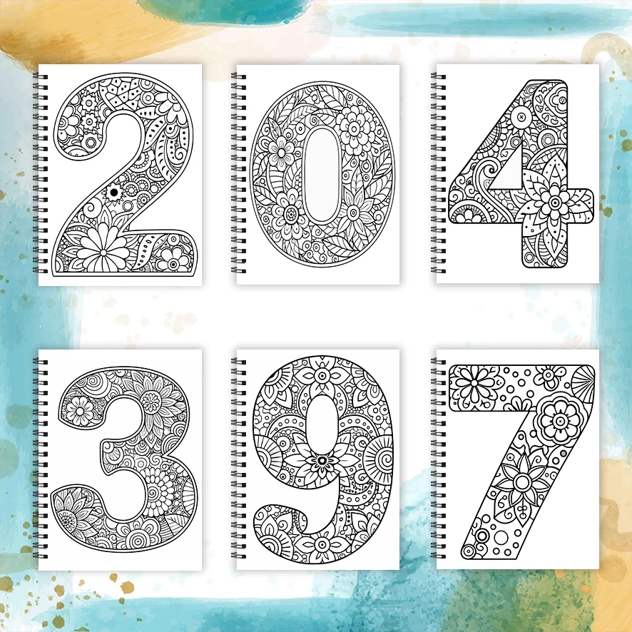 Libro da colorare con fiori per adulti con i numeri - 8,3 x 11,2 pollici Libro da colorare da 32 pagine - Aiuta a ridurre lo stress e allevia le emozioni