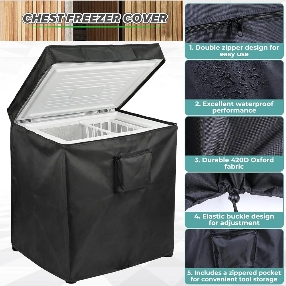 

Deep Freezer Cover, Waterproof Dustproof Chest Freezer Cover for 7.0 Cubic Feet Chest Freezer All Season Protection