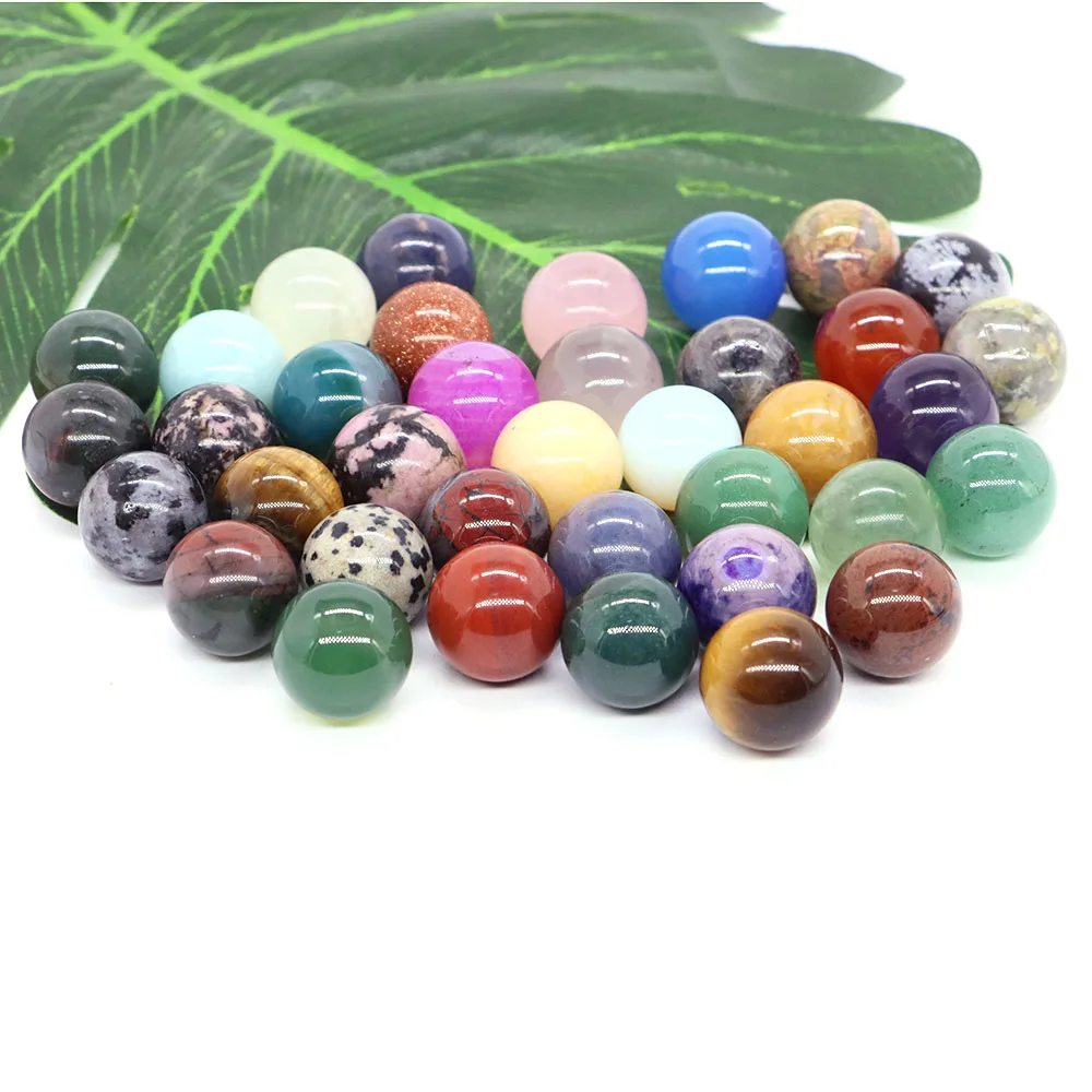 Wholesale 16mm Crystal Non-Porous Beads Natural Healing Stone Sphere Mini Ball For DIY Necklace Bracelet Jewelry Gift Home Decor