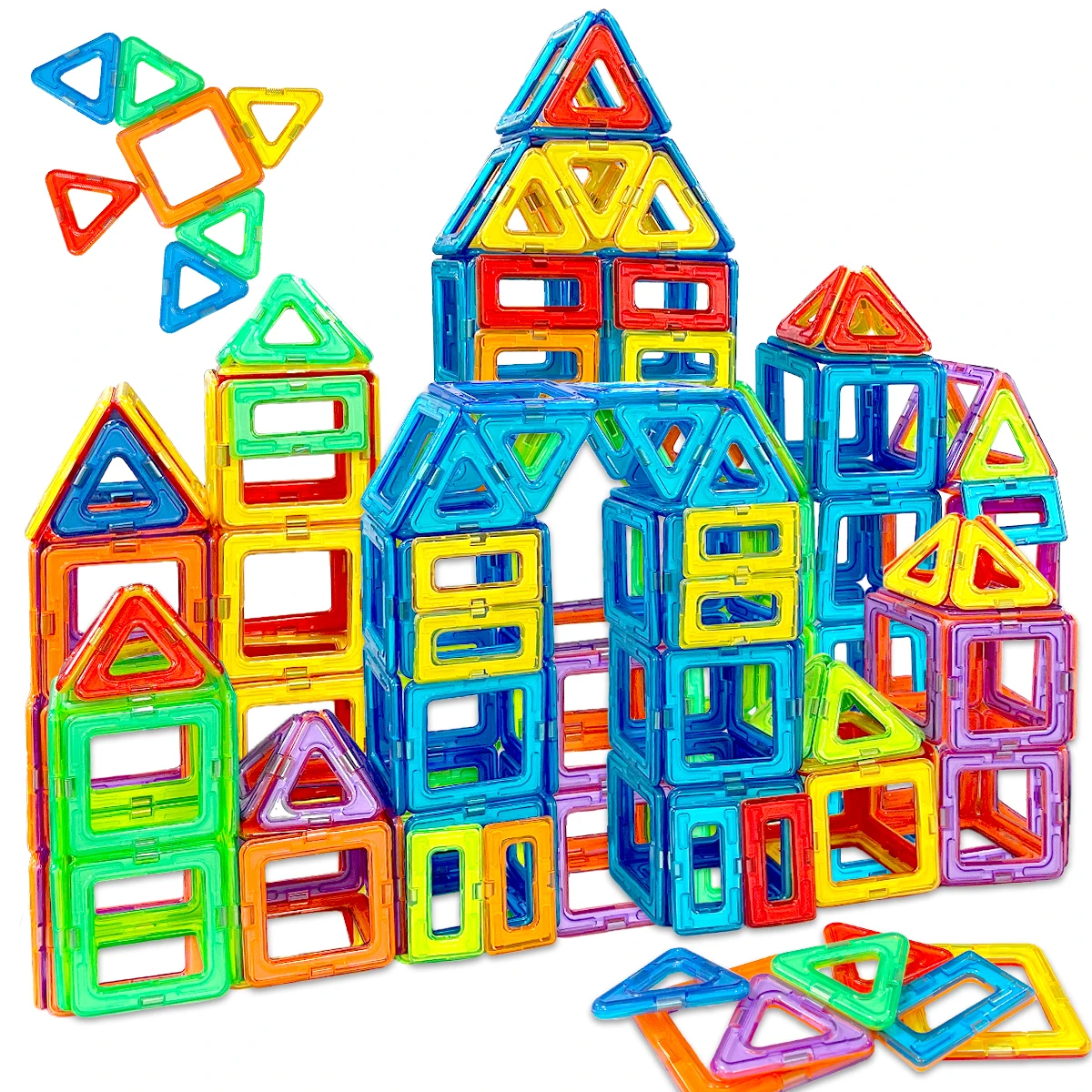 36/56/86 Uds. Juego de bloques de construcción magnéticos 2D/3D STEM juguetes educativos para niños de 3 años + regalos para niñas