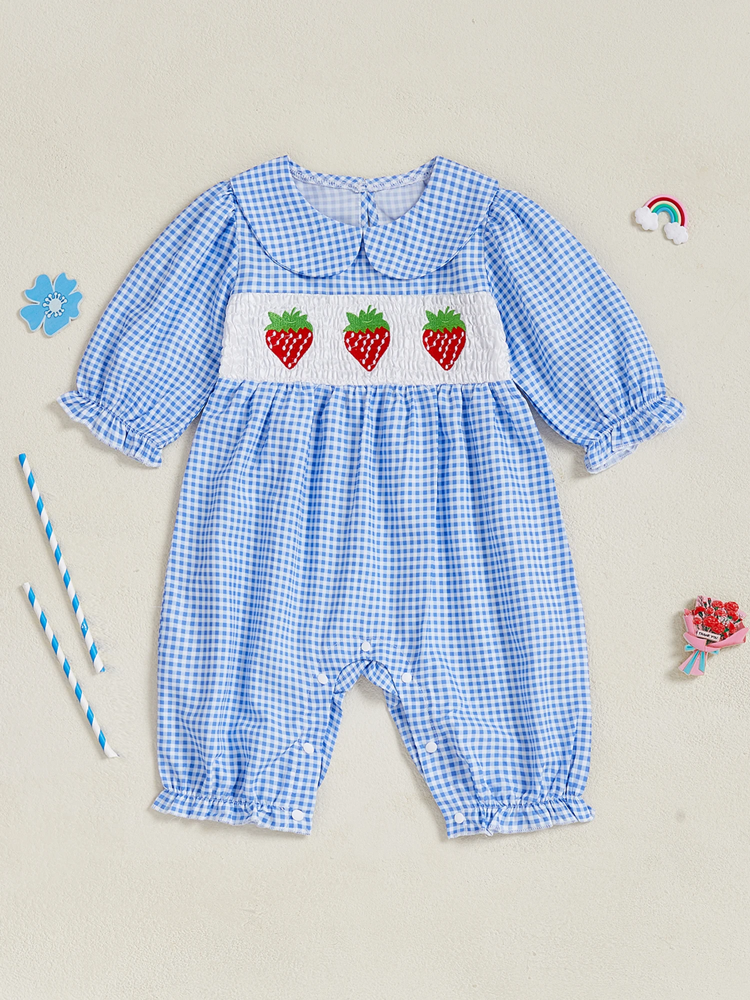 

Очаровательный комбинезон с цветочным принтом для маленьких девочек, рукавами с рюшами и бантом для стильного наряда для новорожденных