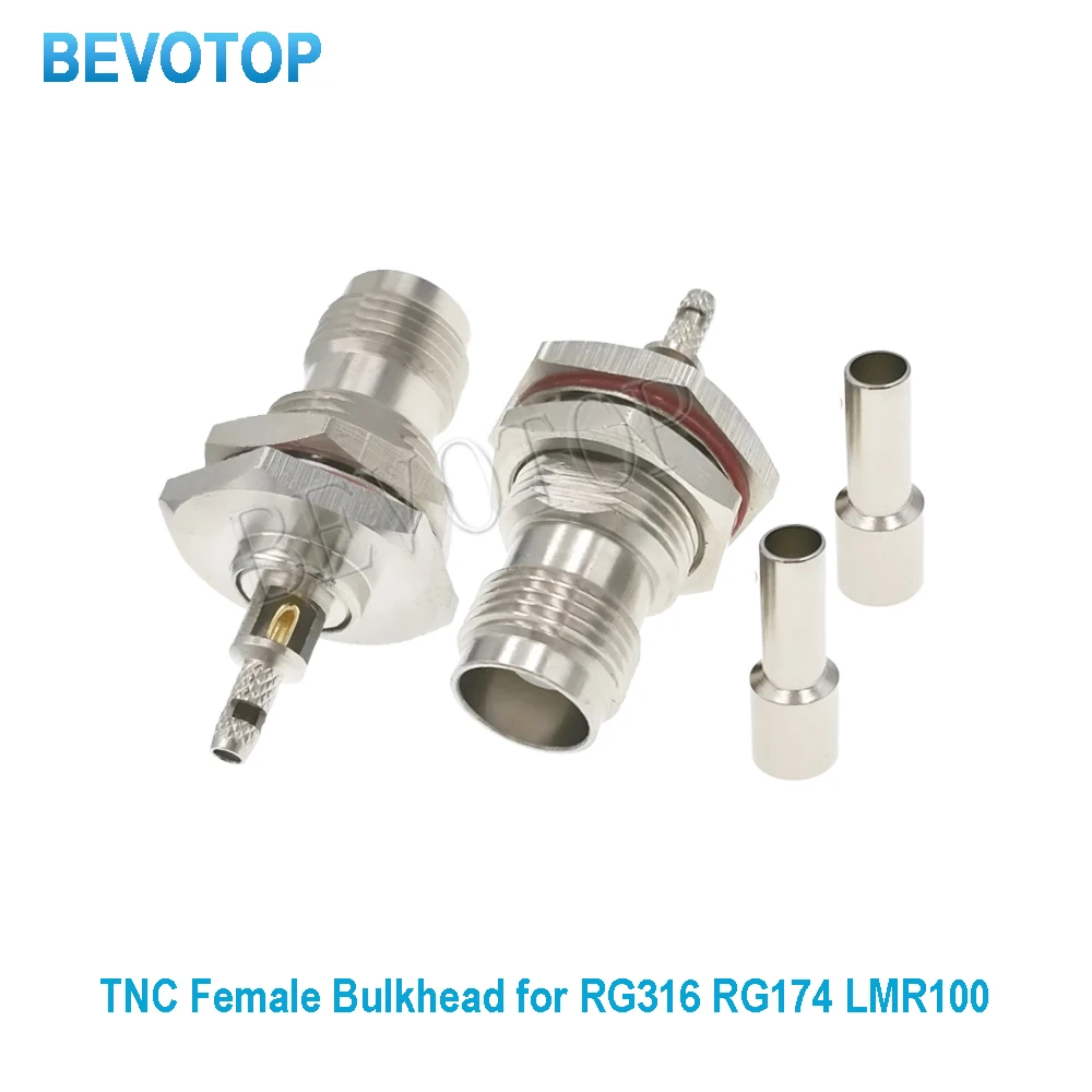 10Pcs/lot TNC Female Bulkhead Connector for RG174 RG316 LMR100 Coaxial Cable TNC Solder Connector BEVOTOP