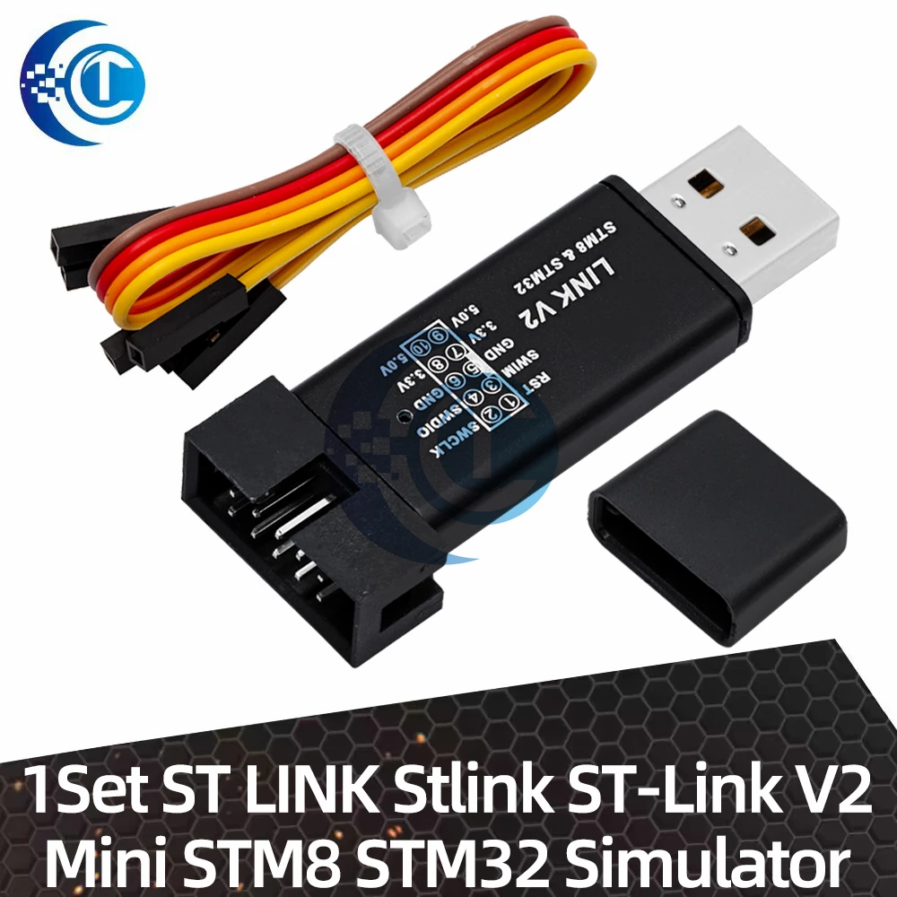 1PCS  1Set ST LINK Stlink ST-Link V2 Mini STM8 STM32 Simulator Download Programmer Programming With Cover DuPont Cable