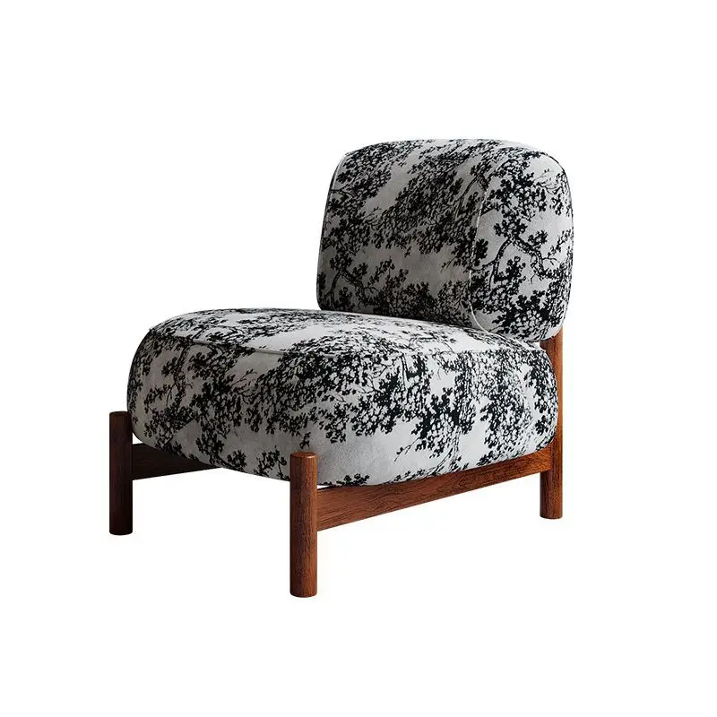 

French antique single sofa chair retro printing home living room balcony leisure chair