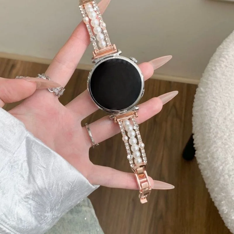 

22mm/20mm/18mm pearl studded diamond fashionable watch strap suitable for Huawei GT5/GT5 Pro/GT4/GT2/3/4